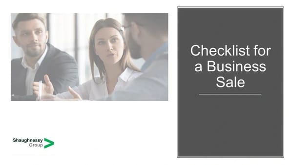 A CHECKLIST FOR PREPARING YOUR BUSINESS FOR SALE